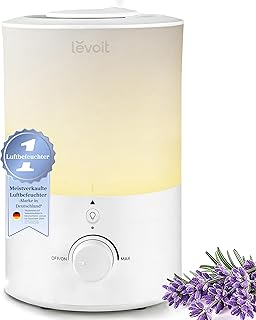 LEVOIT Top-Fill Luftbefeuchter 3L mit Nachtlicht, 360°Drehbare Düse, Spülmaschinenfest Humidif…