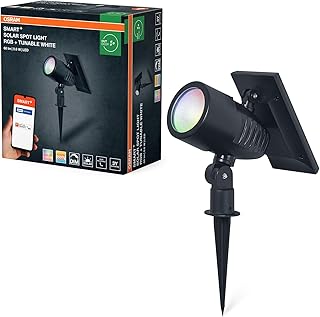 OSRAM SMART+ Outdoor Bluetooth Solar-Gartenspieß Spot, mit regulierbarem Weißlicht (3000K-6500K…